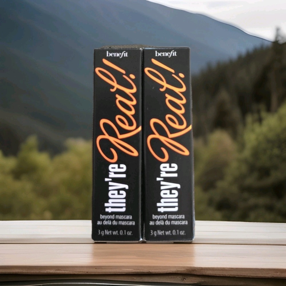 x2 NIB Benefit Cosmetics They're Real! Beyond Mascara Travel JET BLACK 0.1oz